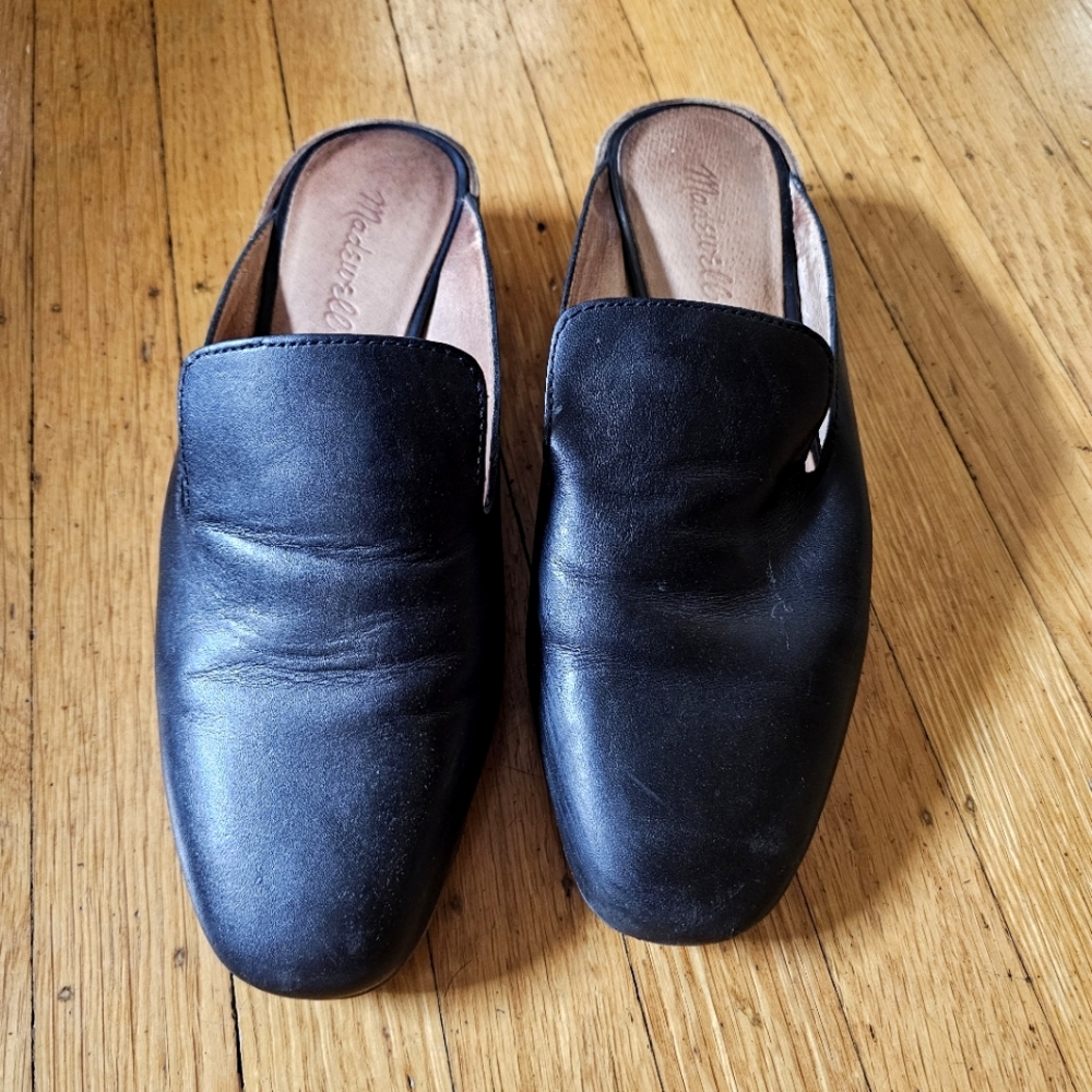 Madewell loafers mules in black leather size 7